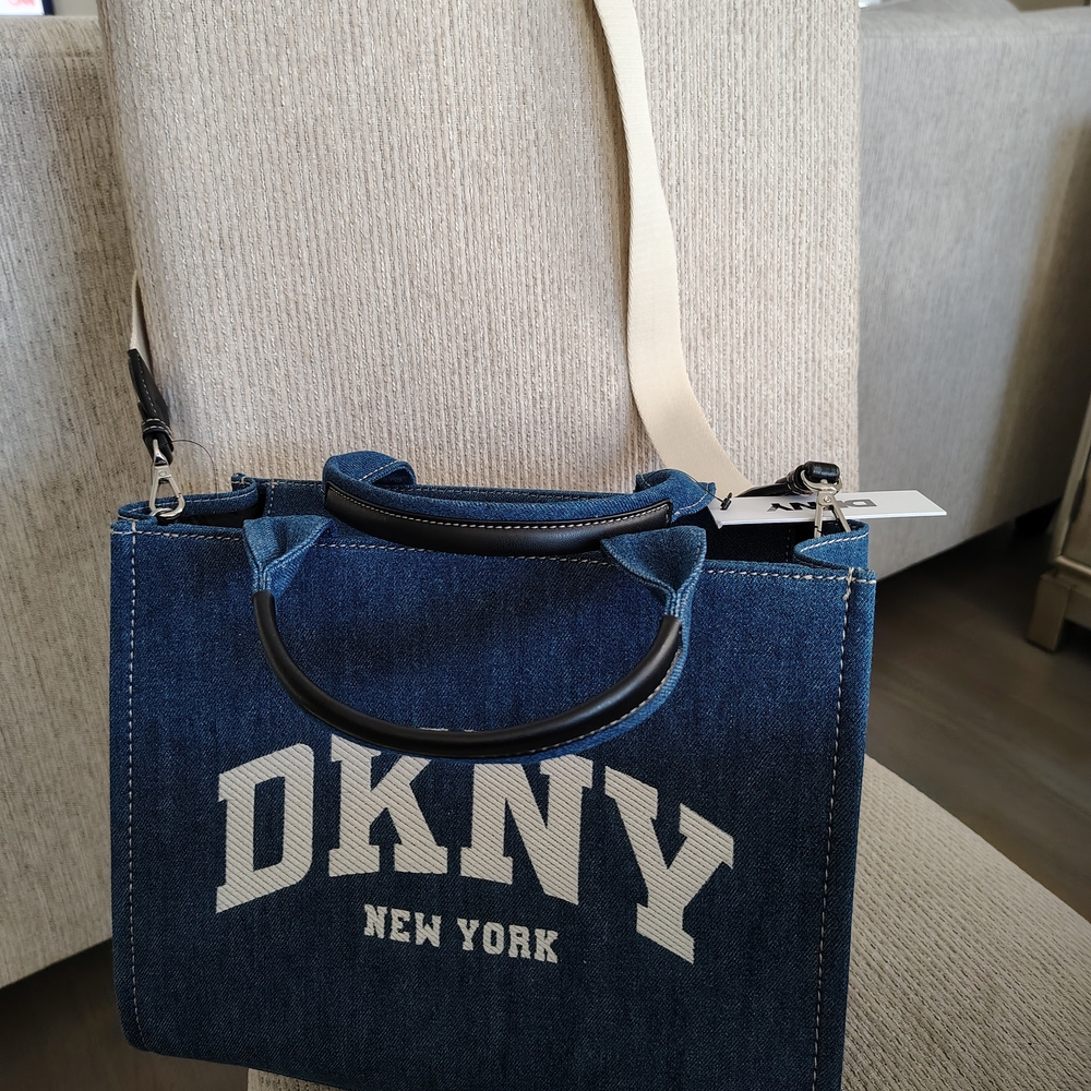 Blue Denim Tote with White Accents. Free Keychain Included. - Picture 2 of 6